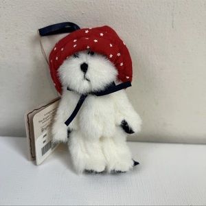 Boyds Bears Jane Head Bean Collection Plush Ornament Red White‎ Stars